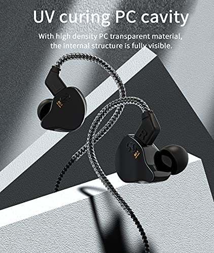 Kinboofi CCZ Melody in Ear Monitors, Dynamic Hybrid Dual Driver in Ear Headphones 1BA+1DD HiFi Wired Headphones Musicians IEM Upgrade Deep Bass Suitable for Audiophile Musician(No MIC, Black)