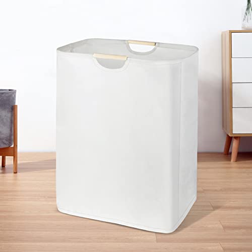 NONAKO 56L Large Laundry Baskets - Collapsible Clothes Hamper with Waterproof Lining, Durable Linen Laundry Bin for Bedroom, Laundry Room, Closet, Bathroom, Laundry Bag Stands Up Well