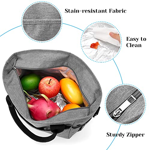 Clearlove Insulated Lunch Bag for Women Large Warm Lunch Box for Adults Food Storage Tote Water Resistant Ice Cooler Grey X-Large