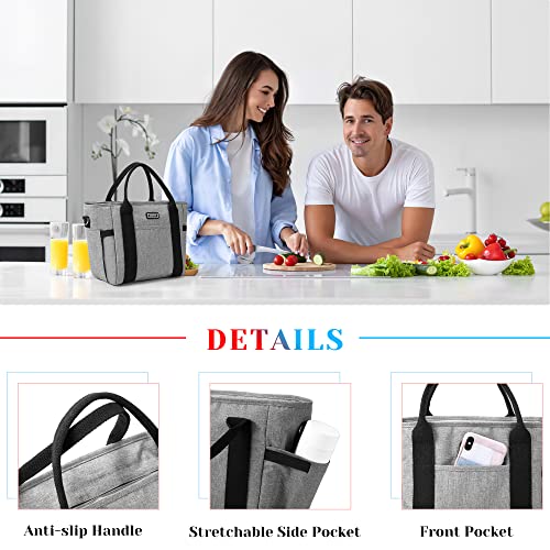 Clearlove Insulated Lunch Bag for Women Large Warm Lunch Box for Adults Food Storage Tote Water Resistant Ice Cooler Grey X-Large