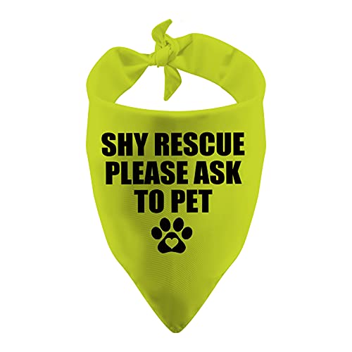 1 Piece Rescue Dog Shy Rescue Please Ask to Pet Dog Bandana Ask to Pet Handkerchief Scarf (Shy Rescue Yellow)