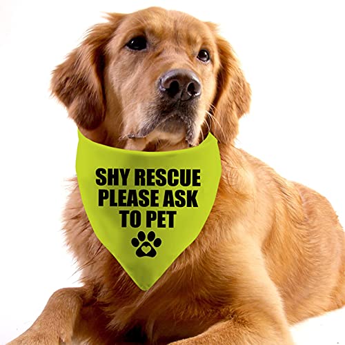 1 Piece Rescue Dog Shy Rescue Please Ask to Pet Dog Bandana Ask to Pet Handkerchief Scarf (Shy Rescue Yellow)