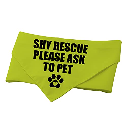 1 Piece Rescue Dog Shy Rescue Please Ask to Pet Dog Bandana Ask to Pet Handkerchief Scarf (Shy Rescue Yellow)