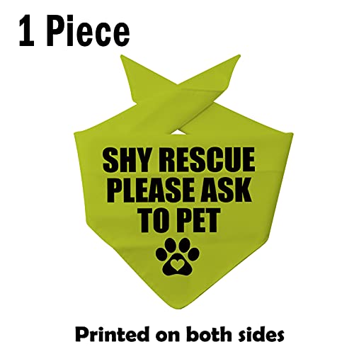 1 Piece Rescue Dog Shy Rescue Please Ask to Pet Dog Bandana Ask to Pet Handkerchief Scarf (Shy Rescue Yellow)