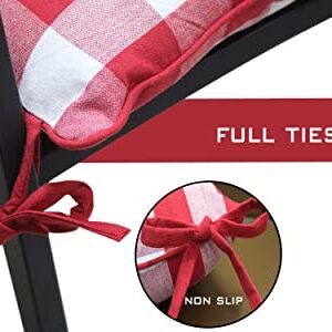 WHITEWRAP Outdoor/Indoor Chair Pads | 18”x18”|2-Pack | Black/White Checked | for Hardwood Floors, Cushions, Cotton with Soft Polyester Filling, Ties for Non-Slip Support, Comfortable