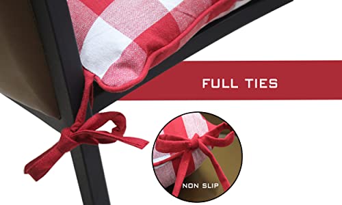 WHITEWRAP Outdoor/Indoor Chair Pads | 18”x18”|2-Pack | Black/White Checked | for Hardwood Floors, Cushions, Cotton with Soft Polyester Filling, Ties for Non-Slip Support, Comfortable