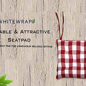 WHITEWRAP Outdoor/Indoor Chair Pads | 18”x18”|2-Pack | Black/White Checked | for Hardwood Floors, Cushions, Cotton with Soft Polyester Filling, Ties for Non-Slip Support, Comfortable