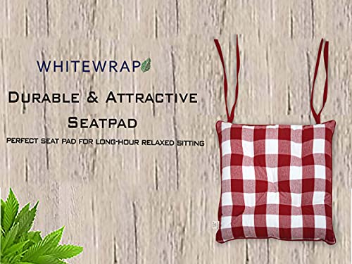 WHITEWRAP Outdoor/Indoor Chair Pads | 18”x18”|2-Pack | Black/White Checked | for Hardwood Floors, Cushions, Cotton with Soft Polyester Filling, Ties for Non-Slip Support, Comfortable