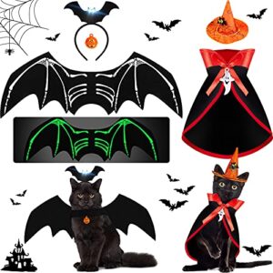 6 pieces halloween pet costumes halloween cat bat costume with night fluorescence cat vampire cloak pet wizard hat dog bat headband pumpkin ghost pendant for dogs cats halloween party cosplay party