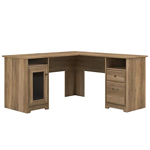 Pemberly Row Furniture 60W L Shaped Computer Desk in Reclaimed Pine