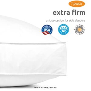 Dreamhood Extra Firm King Size 3.5" Gusseted Bed Pillow for Side Sleepers, Bring Better Sleeping Experience for Side Sleepers, Made in USA, 1 Pack, 18 x 34 Inches