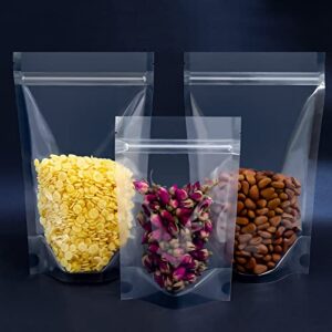 100 Pcs Resealable Bags,4.3" x 6.7"Clear Stand Up Food Bags,Zip Lock Food Storage Bags for Packaging Products,Herbs,Snack,Tea,Spices,Pet Food and Soaps