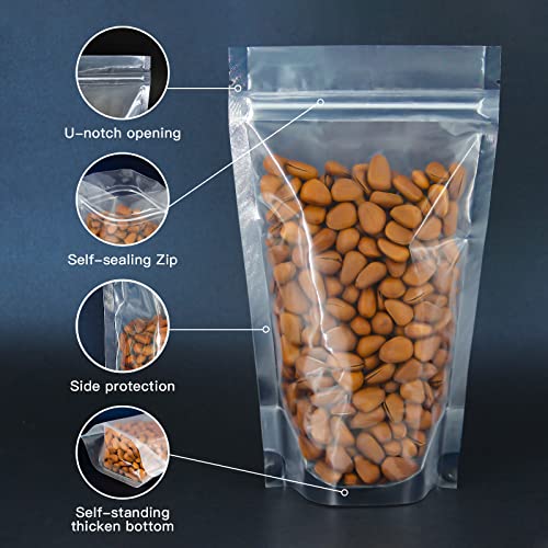 100 Pcs Resealable Bags,4.3" x 6.7"Clear Stand Up Food Bags,Zip Lock Food Storage Bags for Packaging Products,Herbs,Snack,Tea,Spices,Pet Food and Soaps