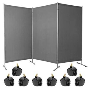privÄcy partition room dividers screen | folding privacy screens with 8 wheels for office, classroom & studio - hardware included | indoor & outdoor wall divider with brakes (grey)