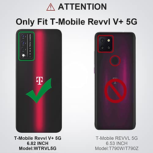 NTZW T-Mobile Revvl V+ 5G Case: Heavy Duty Shockproof Protective Phone Case [2 Tempered Glass Screen Protector] Anti-Slip Textured Hard Cover + Soft Silicone Rubber Bumper, Military Armor Case - Black