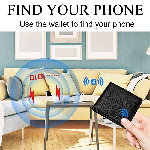Trackable Bluetooth Anti-Lost Wallet for Men, Minimalist Slim Leather Wallet with GPS Position Locator & Finder Tracker Credit Card Gift Box