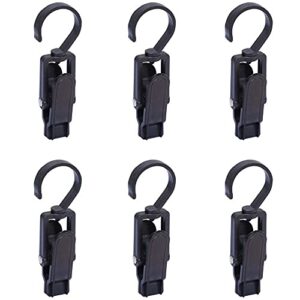 6 pieces laundry hooks clips clothes pins rotating laundry hook hanging clips plastic fabric chips hanging curtain clips tent tarp clips for home office workshop travel outdoor camp, black