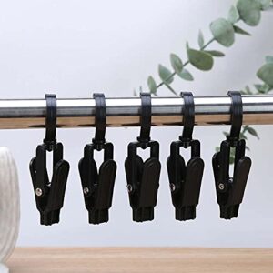 6 Pieces Laundry Hooks Clips Clothes Pins Rotating Laundry Hook Hanging Clips Plastic Fabric Chips Hanging Curtain Clips Tent Tarp Clips for Home Office Workshop Travel Outdoor Camp, Black