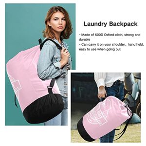 Pink Laundry Bag Backpack Washable Large Enough Dirty Clothes Organizer for Vacation Road Trip Essentials Drom