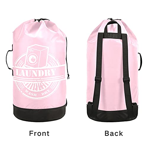 Pink Laundry Bag Backpack Washable Large Enough Dirty Clothes Organizer for Vacation Road Trip Essentials Drom