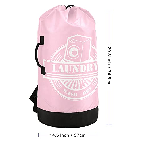 Pink Laundry Bag Backpack Washable Large Enough Dirty Clothes Organizer for Vacation Road Trip Essentials Drom