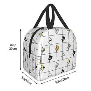 Insulated Lunch Bag Reusable Lunch Box, Cooler Lunch Tote Bag With Front Pocket for Teen Girls Women Men Women School Picnic Office Work, Cute Kawaii Cat