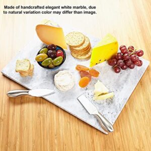 Marble Pastry Board (12 x 18 Inches) - Marble Serving Tray for Cheese| Pastries | Bread - Large Black Marble Slab for Cake Display Marble – Sleek Design & Non Slip Rubber Feet