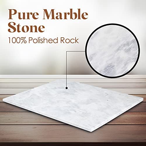 Marble Pastry Board (12 x 18 Inches) - Marble Serving Tray for Cheese| Pastries | Bread - Large Black Marble Slab for Cake Display Marble – Sleek Design & Non Slip Rubber Feet