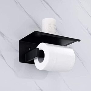 Nolimas Matte Black Bathroom Hardware Set 3 Pieces SUS304 Stainless Steel Square Wall Mounted Set Including Robe Towel Hooks,Toilet Paper Holder with Shelf, Bathroom Accessories Kit