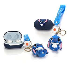 fit designed for samsung galaxy buds earphone/galaxy buds plus+ earphone, suublg silicone cartoon headphones case cover and doll keychain with full body anti-lost lanyard protection