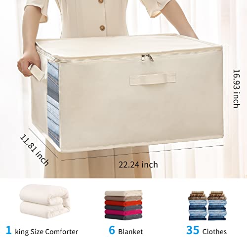 Vailando Large Canvas Comforter Storage Bags Closet Organizer for Clothes Sweater Clothes Organizer with Dual Zipper Three Carrying Handles for Blanket Closet Storage Container 1 Pack