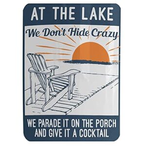at the lake metal sign decor for farmhouse, cabin, beach, bar, memories made at the lake retro and wood sign great gift
