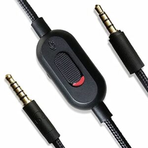 mqdith replacement audio aux cord cable compatible with logitech wired g pro/g pro x/g433/g233 gaming headset, g433 cable aux cord replacement with inline mic and volume control(6.5ft/2meter, black)