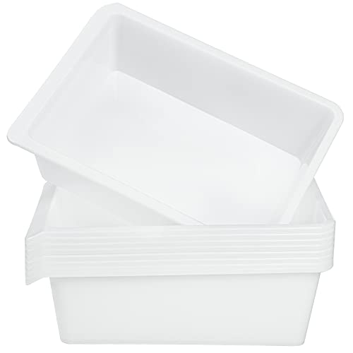 Yopay 9 Pack Commercial Bus Tubs, 7L Plastic Storage Shelf Bin, School Toy Organizer Bins, White Wash Basin Bus Box for Classroom Teacher Book School Supplies Kitchen Restaurant Use