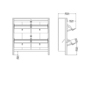 Pemberly Row 4 Drawer Shoe Cabinet, 16-Pair Shoe Rack Storage Organizer in Black Matte