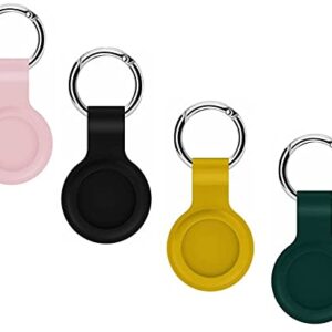 RAPGET [4 Pack] Silicone Protective Case for AirTags-Silicone Airtag Holder with Anti-Lost Keychain,Finder Items for Dogs Keys Backpacks(Four-Color)