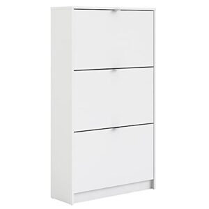 pemberly row modern 3 drawer shoe cabinet, 18-pair shoe rack storage organizer in white