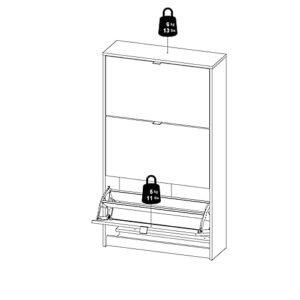 Pemberly Row Modern 3 Drawer Shoe Cabinet, 18-Pair Shoe Rack Storage Organizer in White