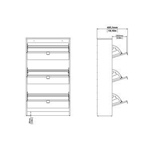 Pemberly Row Modern 3 Drawer Shoe Cabinet, 18-Pair Shoe Rack Storage Organizer in White