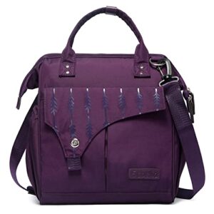 scorlia insulated lunch bag for women/men, tall leakproof cooler box bag, wide open tote lunch bag organizer with adjustable shoulder strap for adult work, picnic, beach, purple