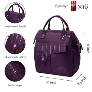 Scorlia Insulated Lunch Bag for Women/Men, Tall Leakproof Cooler Box Bag, Wide Open Tote Lunch Bag Organizer with Adjustable Shoulder Strap for Adult Work, Picnic, Beach, Purple