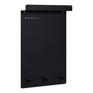 kate and laurel mezzo modern wall organizer board, 15 x 24, black, decorative magnetic metal board with hooks