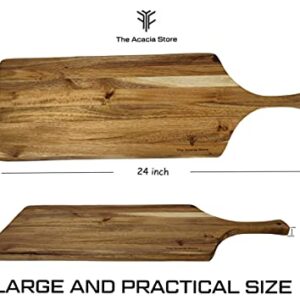 Acacia Wood Long Charcuterie Board, Made in Vietnam 24 x 8 x 0.8 Inch