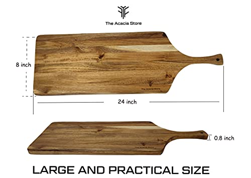 Acacia Wood Long Charcuterie Board, Made in Vietnam 24 x 8 x 0.8 Inch