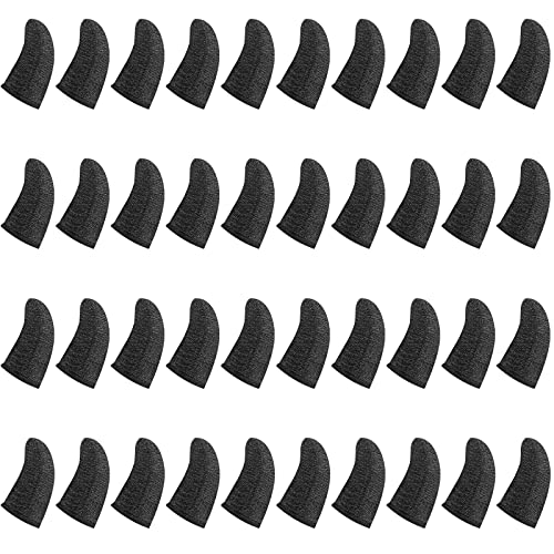 40 Pieces Gaming Finger Sleeve For Gaming Thumb Sleeves Mobile Gaming Finger Protector (Black)