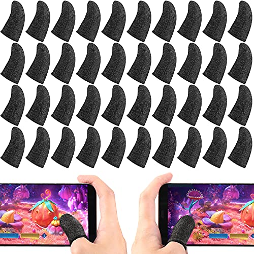 40 Pieces Gaming Finger Sleeve For Gaming Thumb Sleeves Mobile Gaming Finger Protector (Black)