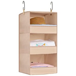 donyeco 3-shelf hanging closet organizers and storage, collapsible closet storage organizer, for rv wardrobe camp, hanging organizer for shoes toys baby clothes