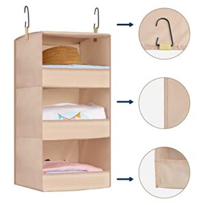 DonYeco 3-Shelf Hanging Closet Organizers and Storage, Collapsible Closet Storage Organizer, for RV Wardrobe Camp, Hanging Organizer for Shoes Toys Baby Clothes