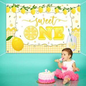 HAMIGAR 6x4ft Sweet One Banner Backdrop - Lemon 1st First Birthday Decorations Party Supplies