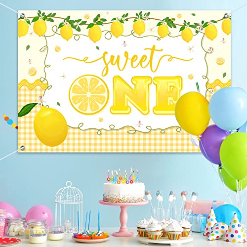 HAMIGAR 6x4ft Sweet One Banner Backdrop - Lemon 1st First Birthday Decorations Party Supplies